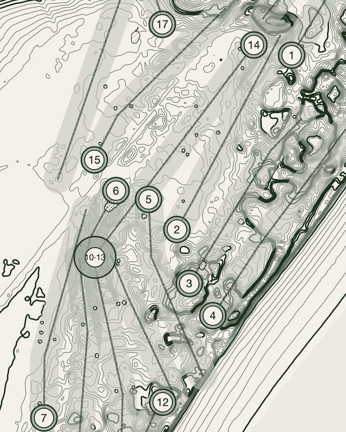 Tenby, Pembrokeshire print, contour detail