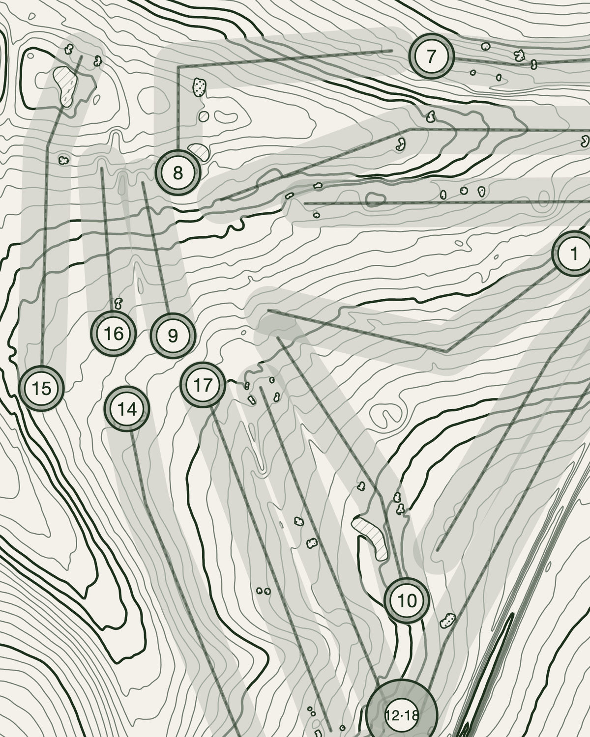 Test Valley, Hampshire print, contour detail
