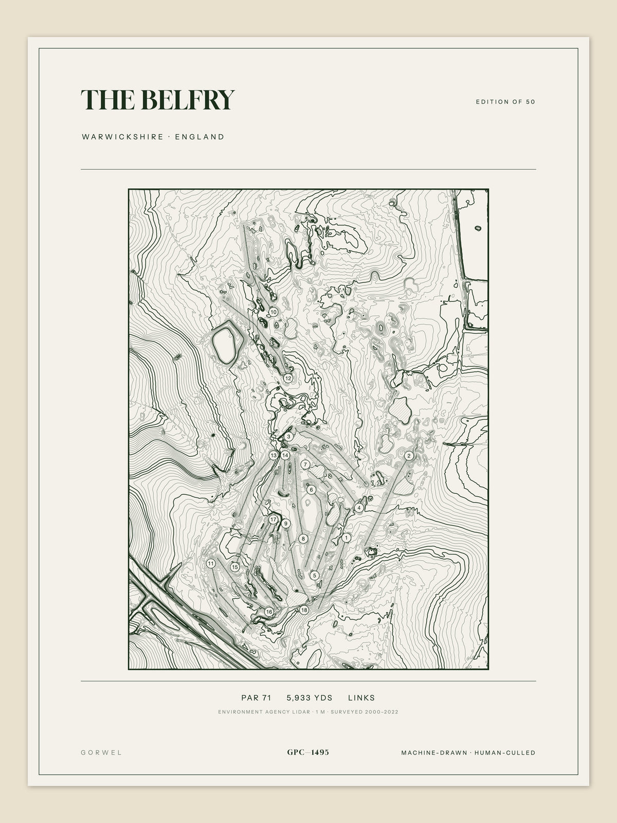 The Belfry, Warwickshire topographic golf course print