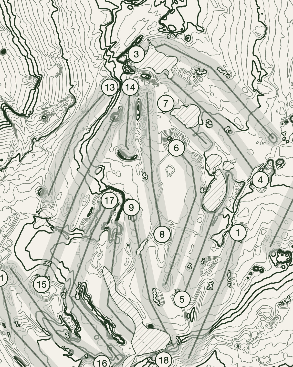 The Belfry, Warwickshire print, contour detail