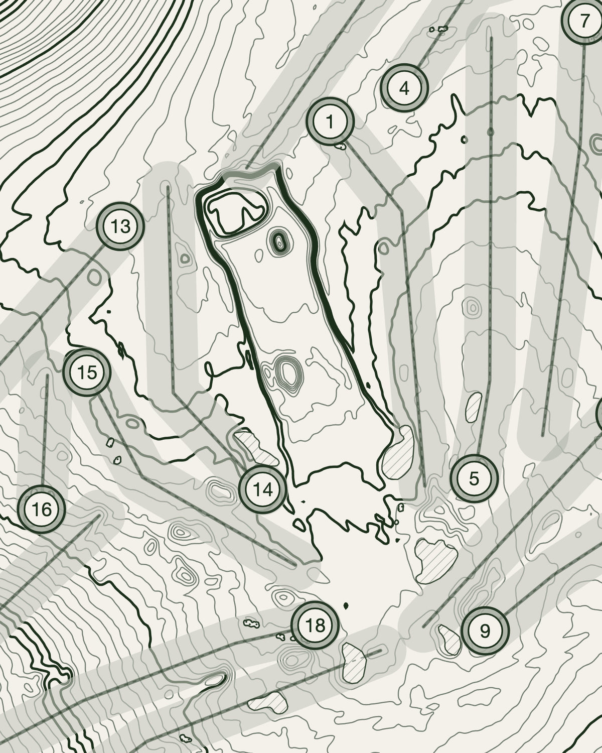 The Drift, Surrey print, contour detail