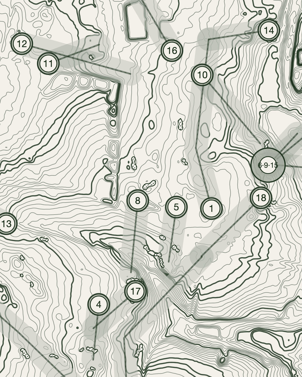The Hertfordshire Golf & Country Club, Hertfordshire print, contour detail