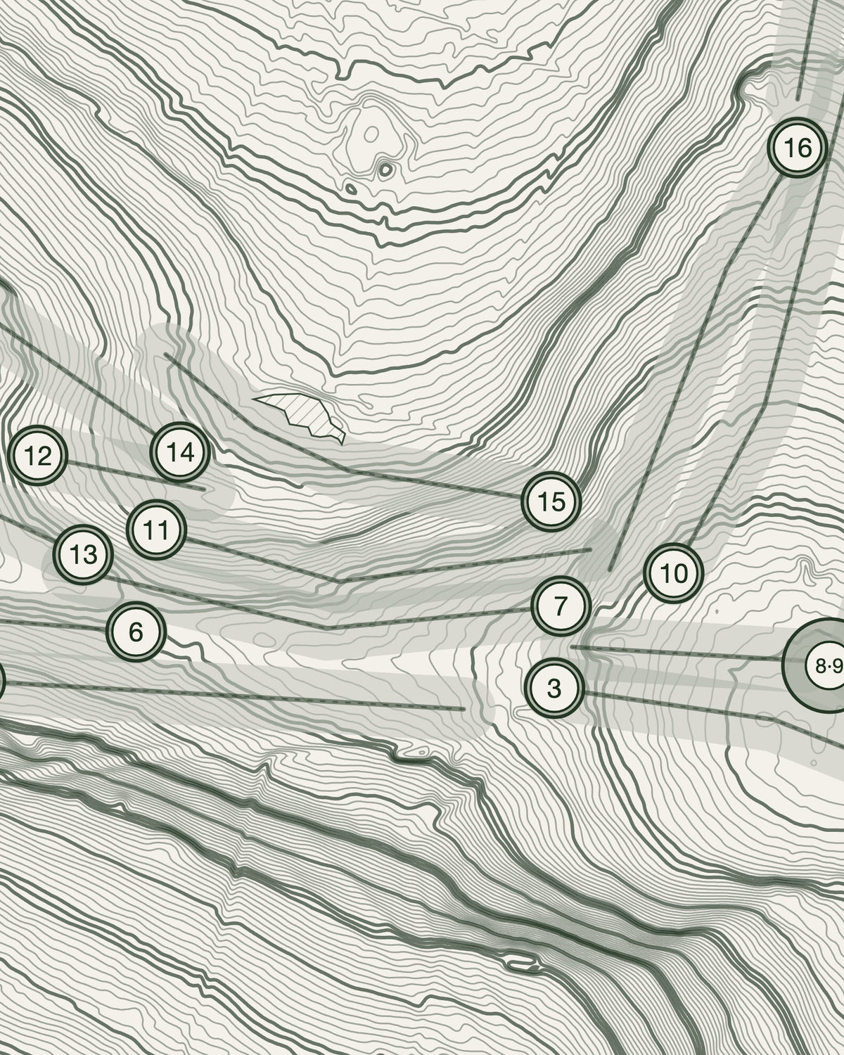 The Mendip, Somerset print, contour detail