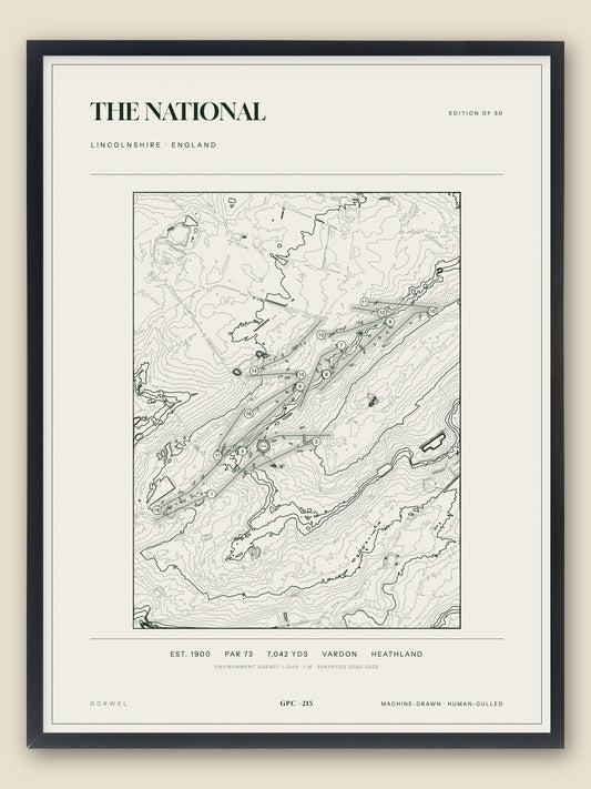 The National, Lincolnshire topographic golf course print, framed — Gorwel Print Co