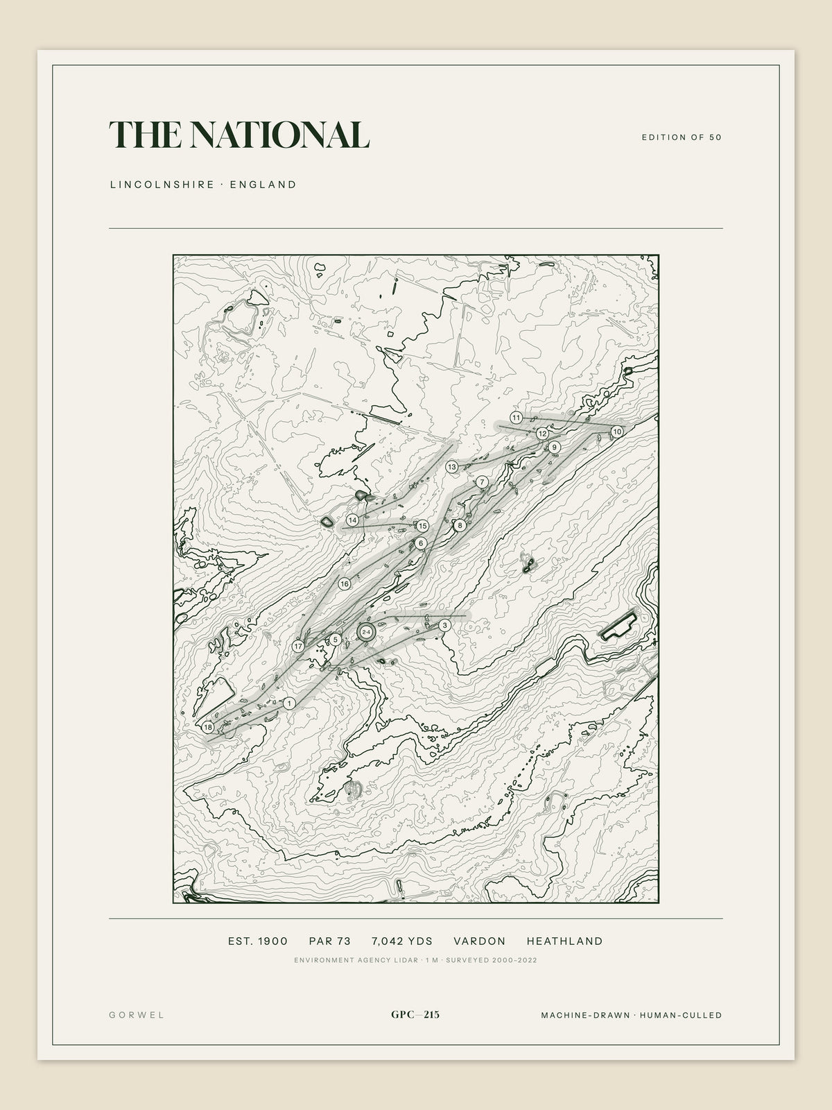 The National, Lincolnshire topographic golf course print
