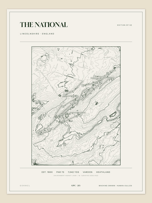 The National, Lincolnshire topographic golf course print