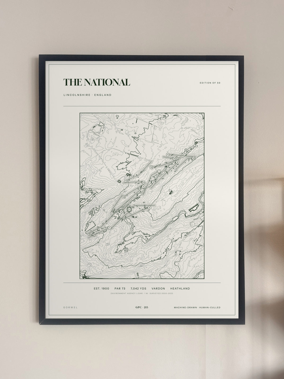 The National, Lincolnshire print, framed, on a wall