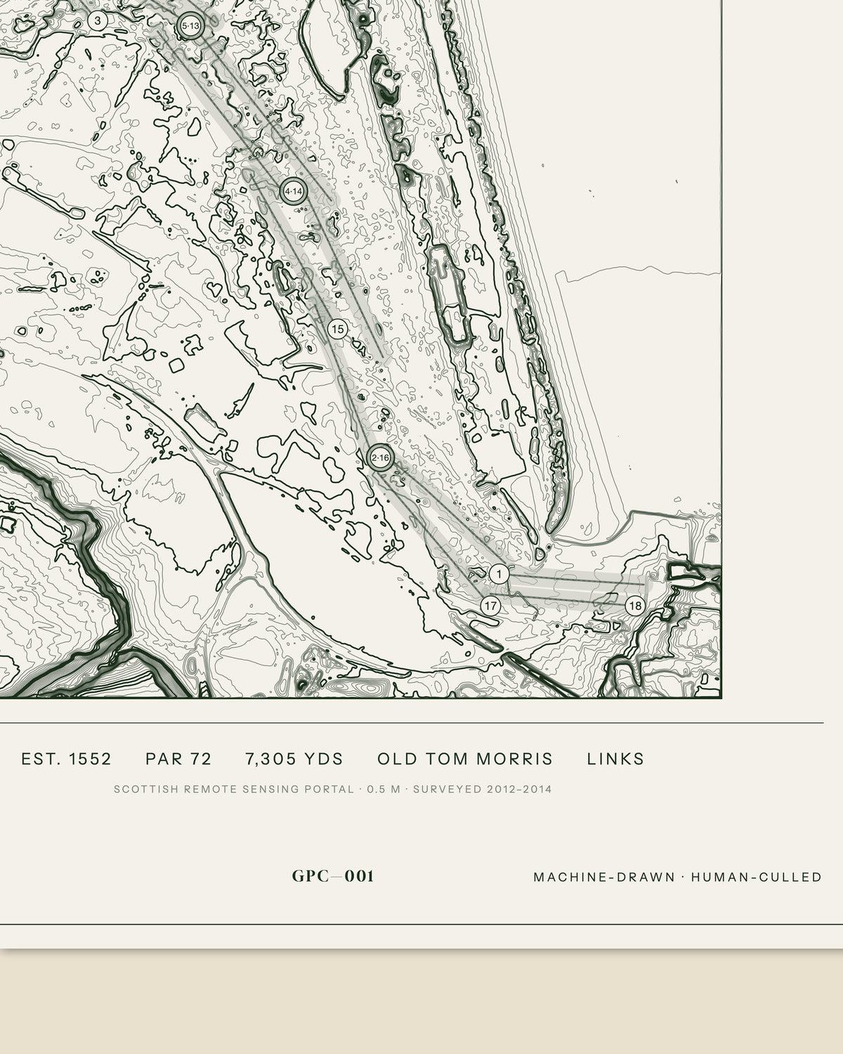The Old Course St Andrews, Fife print, data strip and edition mark