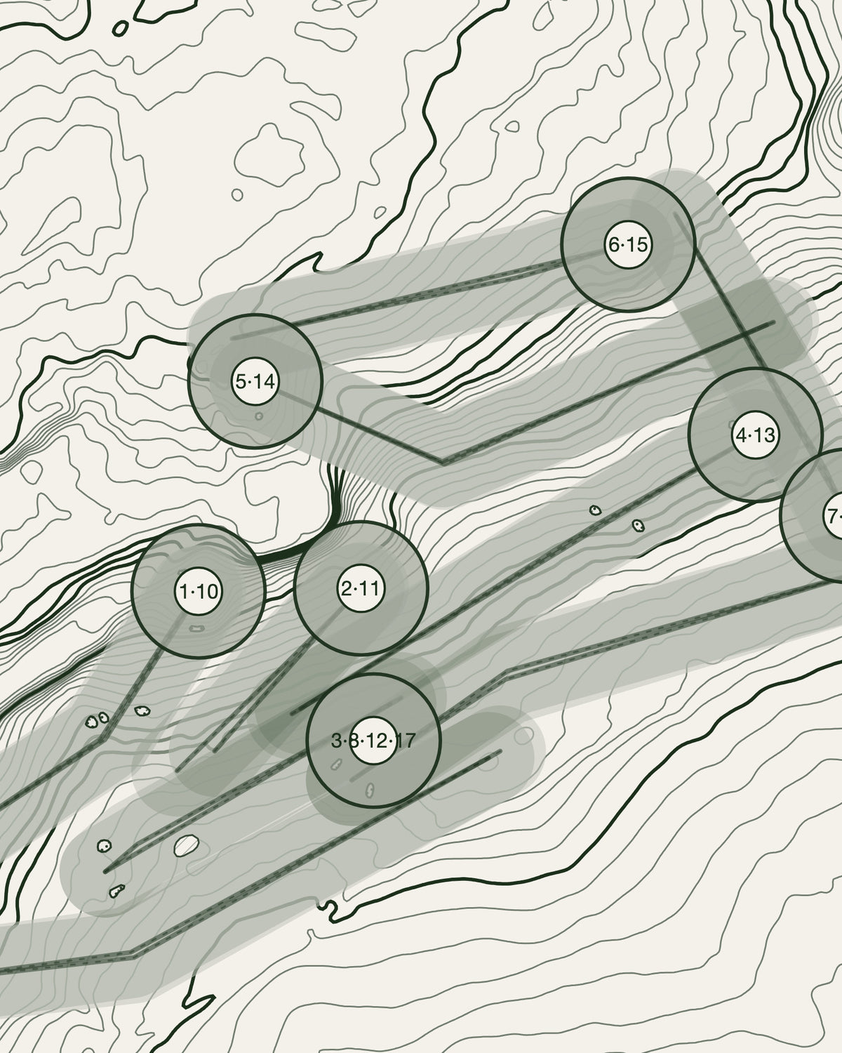 The Pastures, Derbyshire print, contour detail