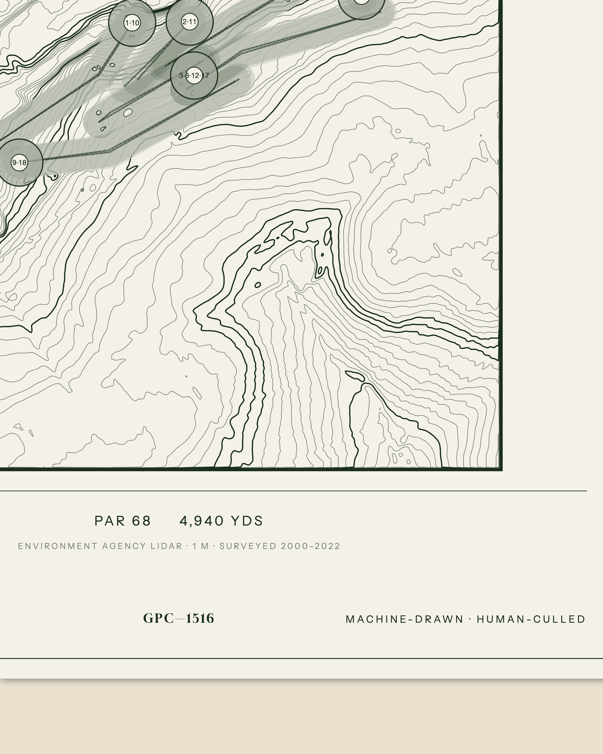 The Pastures, Derbyshire print, data strip and edition mark