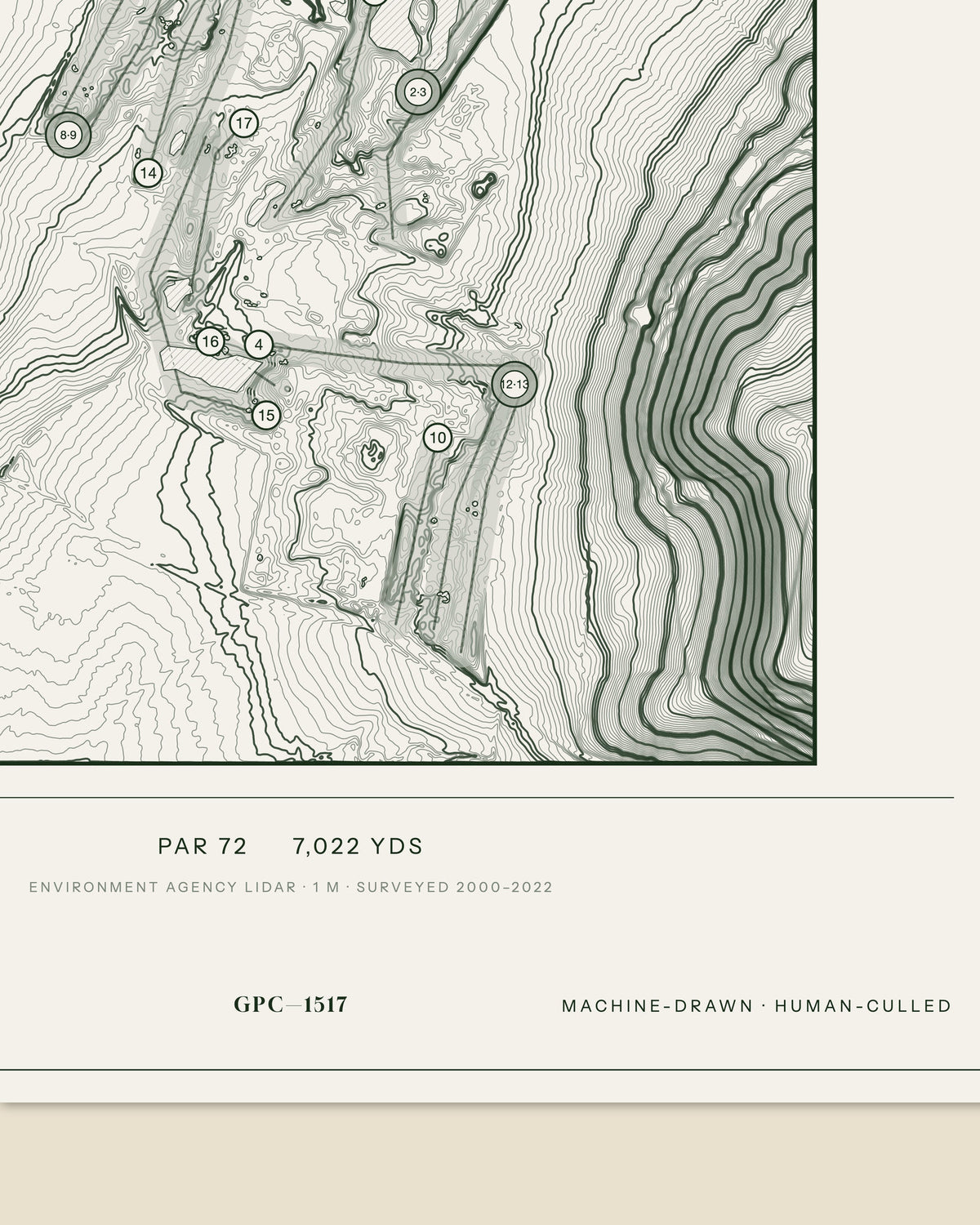 The Players Club, Gloucestershire print, data strip and edition mark