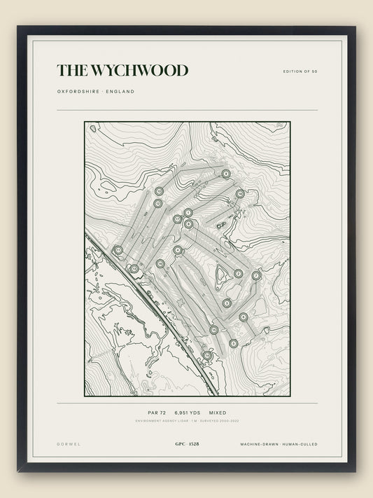 The Wychwood, Oxfordshire topographic golf course print, framed — Gorwel Print Co