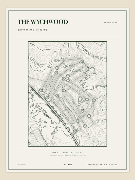 The Wychwood, Oxfordshire topographic golf course print