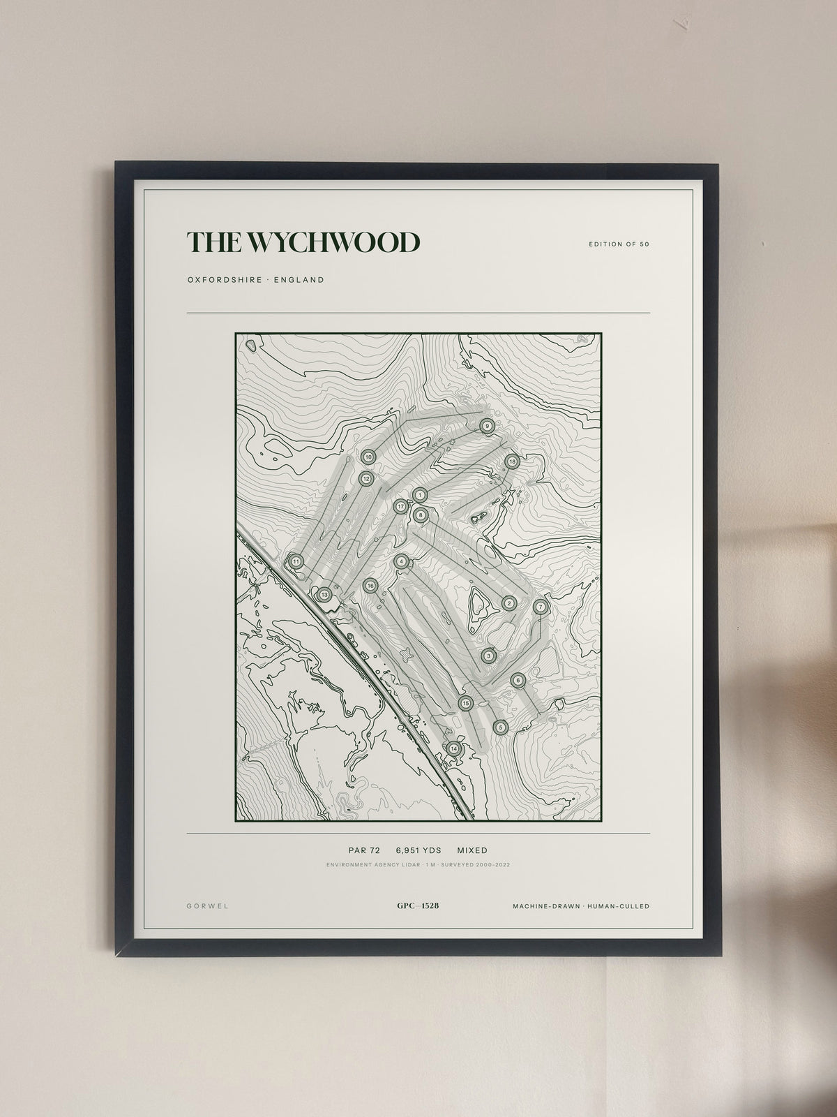 The Wychwood, Oxfordshire print, framed, on a wall