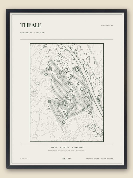 Theale, Berkshire topographic golf course print, framed — Gorwel Print Co