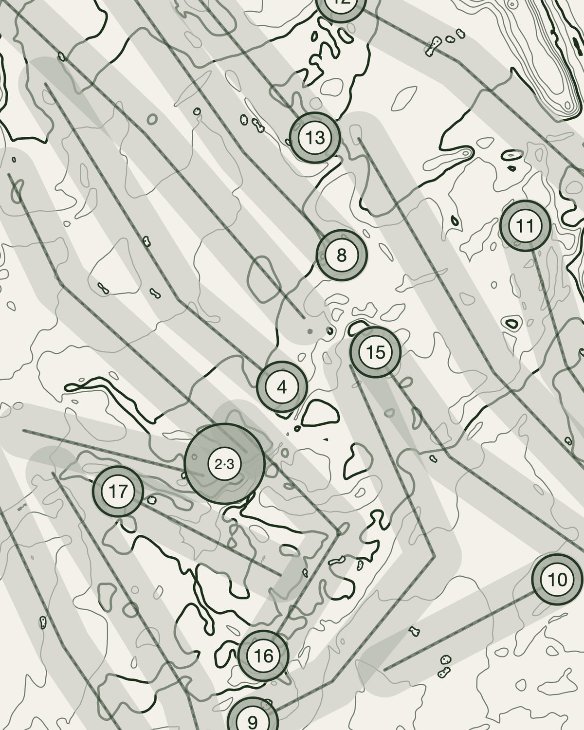 Theale, Berkshire print, contour detail