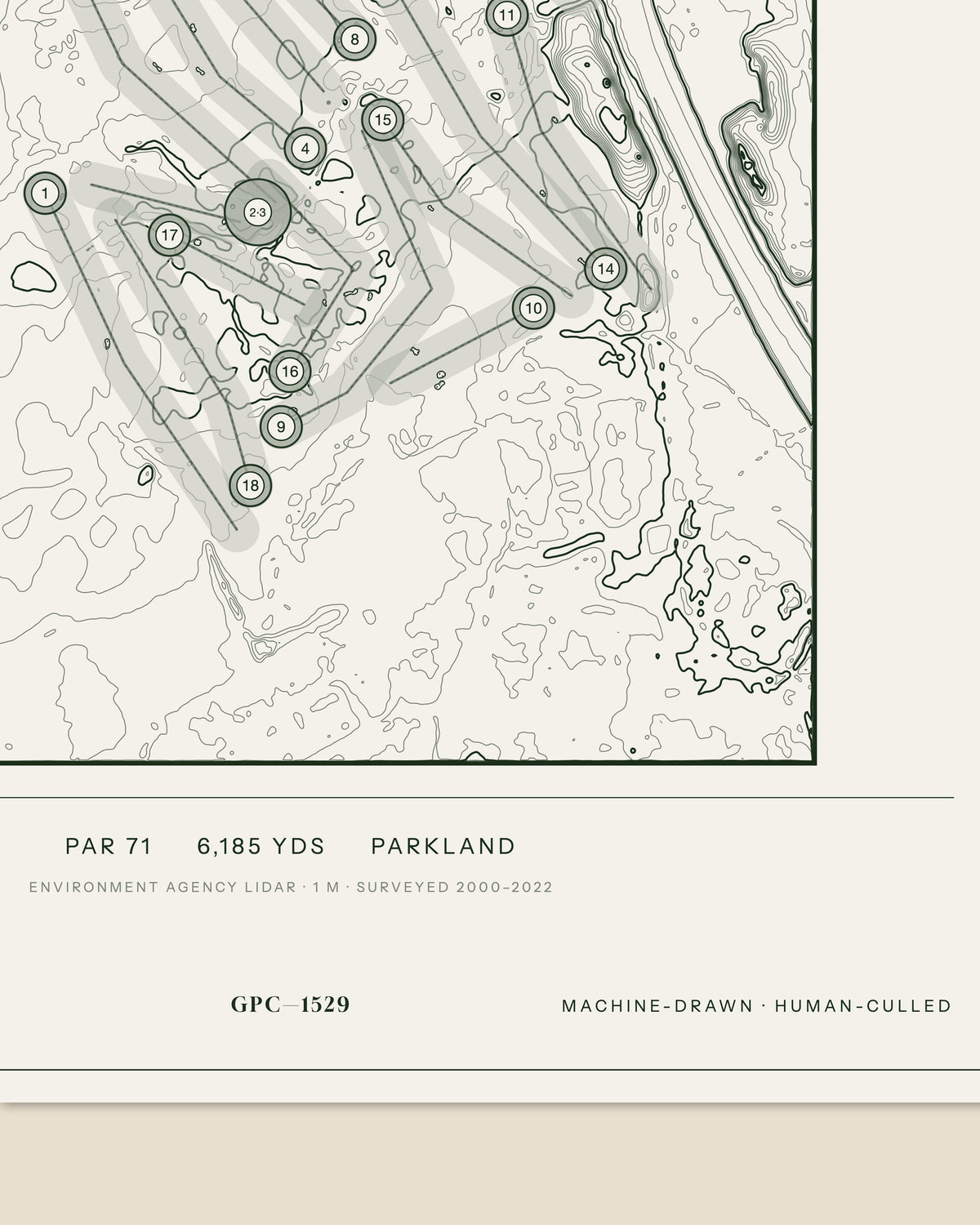 Theale, Berkshire print, data strip and edition mark
