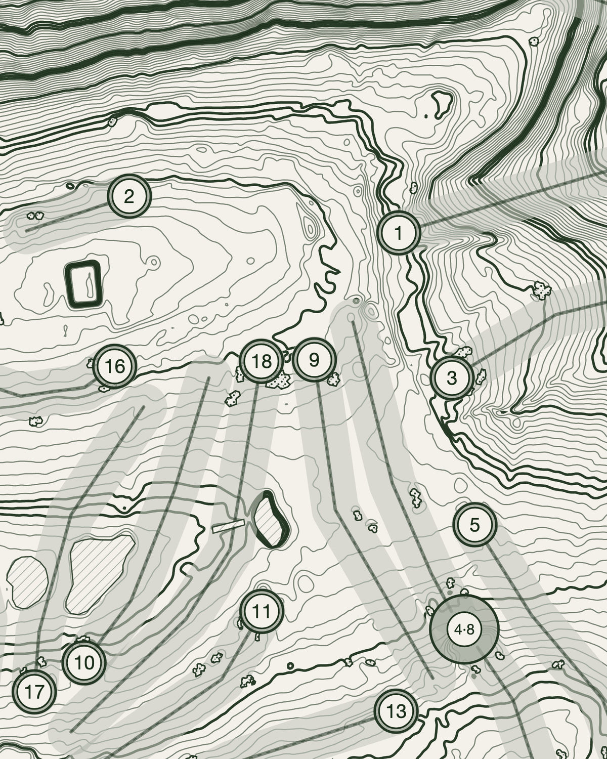 Thornbury, Gloucestershire print, contour detail