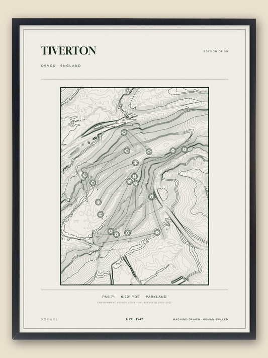 Tiverton topographic golf course print — catalogue plate — Gorwel Print Co