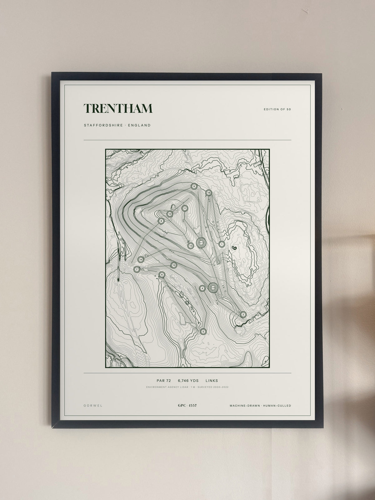 Trentham, Staffordshire print, framed, on a wall