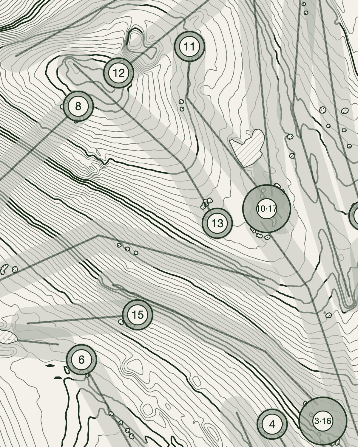 Trentham, Staffordshire print, contour detail