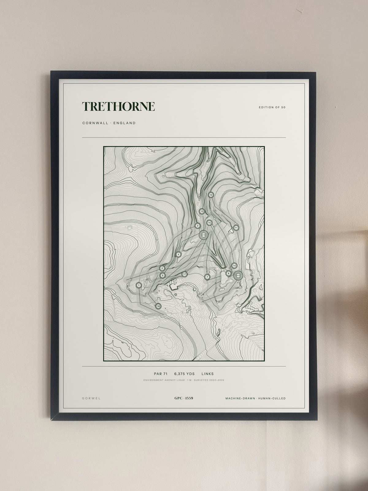 Trethorne, Cornwall print, framed, on a wall