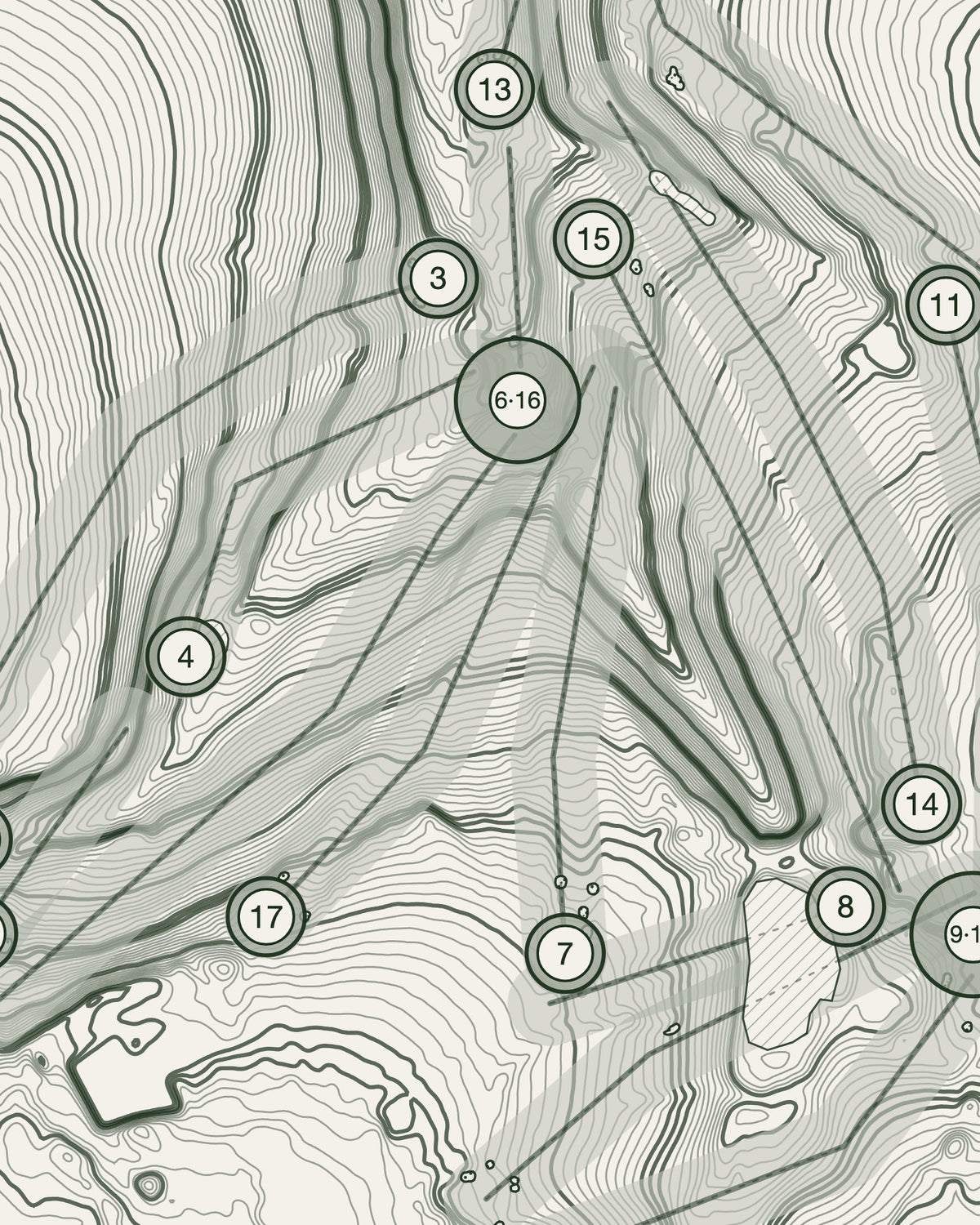 Trethorne, Cornwall print, contour detail