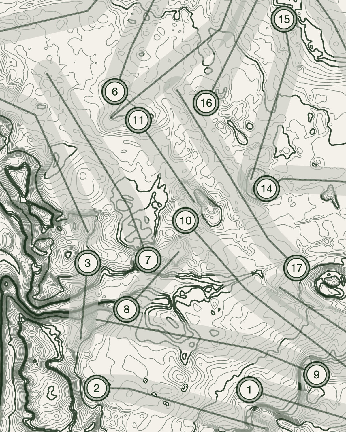 Trevose Golf & Country Club, Cornwall print, contour detail