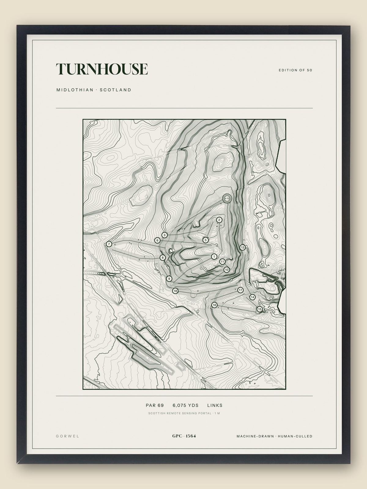 Turnhouse topographic golf course print — catalogue plate — Gorwel Print Co