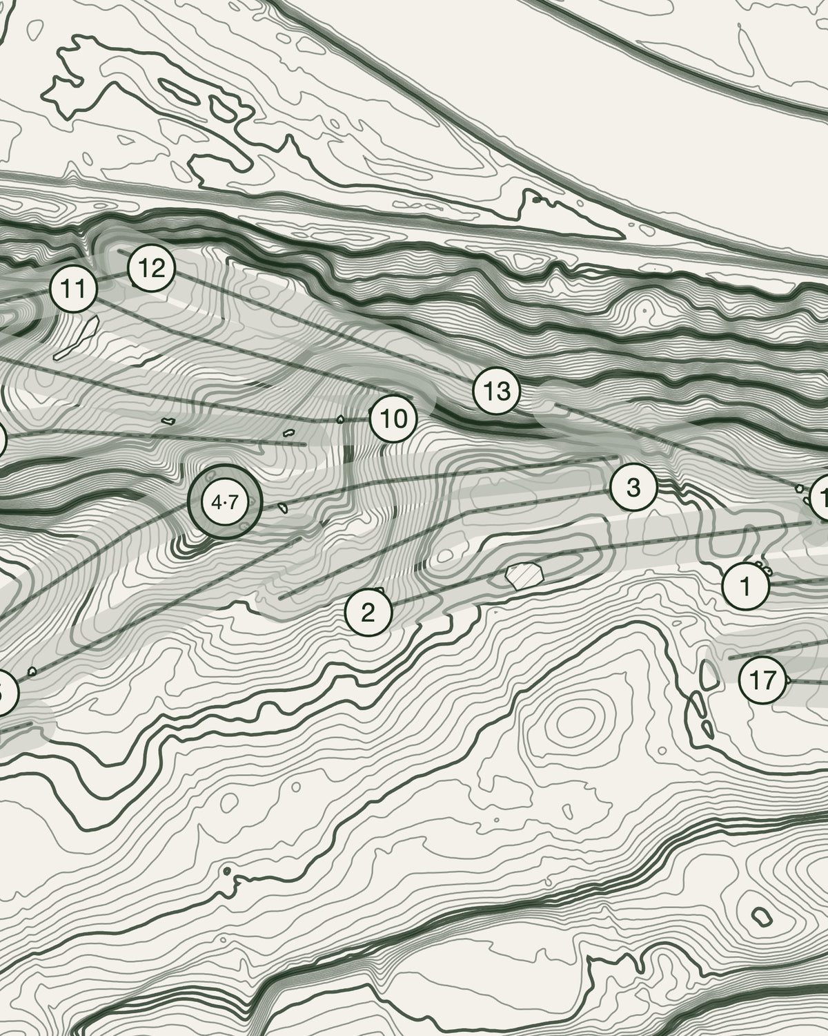 Tyneside, Durham print, contour detail