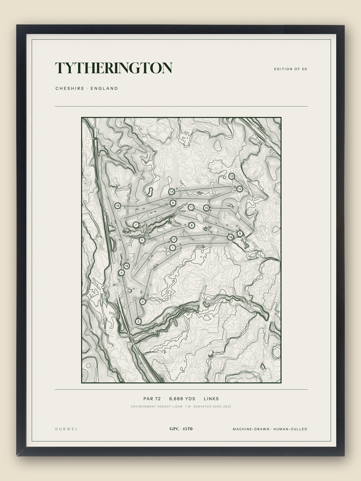 Tytherington topographic golf course print — catalogue plate — Gorwel Print Co