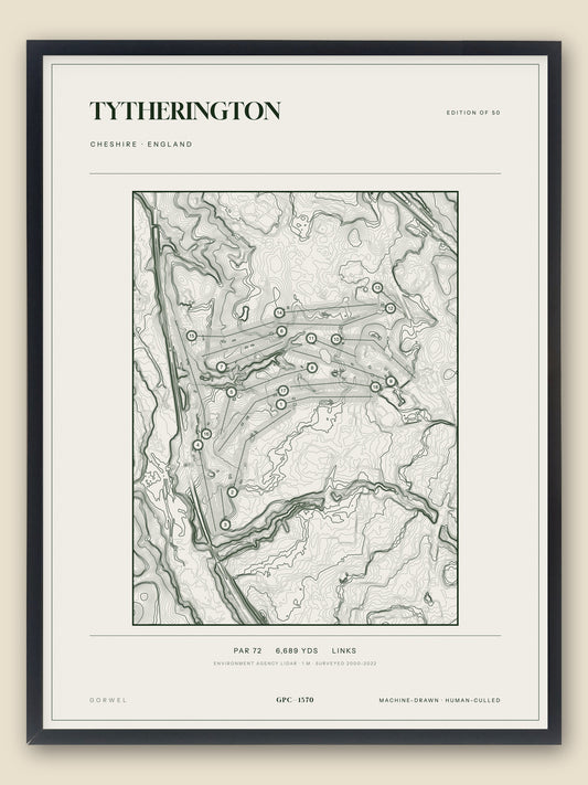 Tytherington topographic golf course print — catalogue plate — Gorwel Print Co