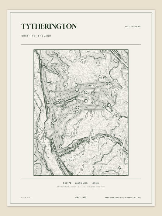 Tytherington topographic golf course print — unframed sheet — Gorwel Print Co