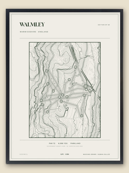 Walmley, Warwickshire topographic golf course print, framed — Gorwel Print Co