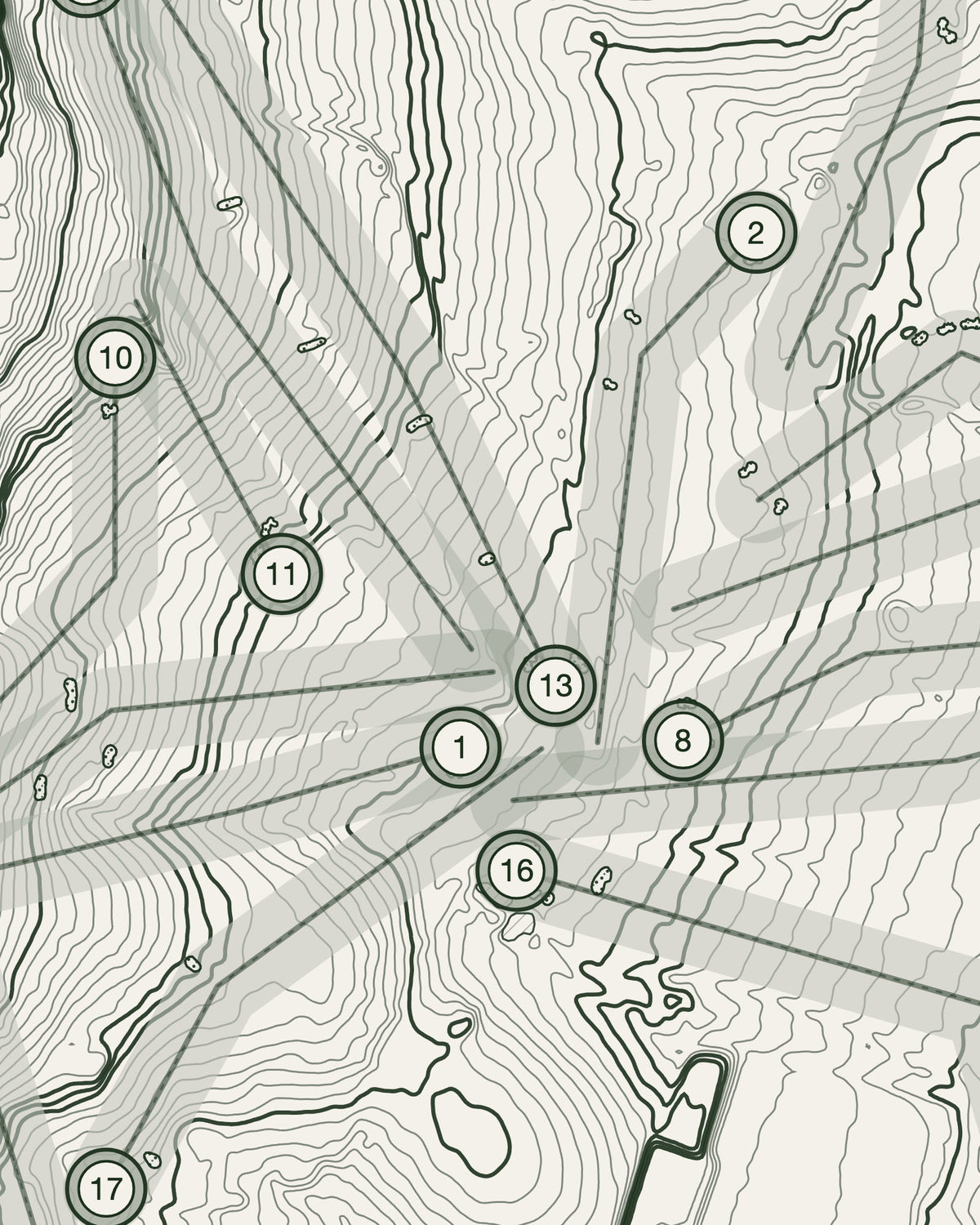Walmley, Warwickshire print, contour detail