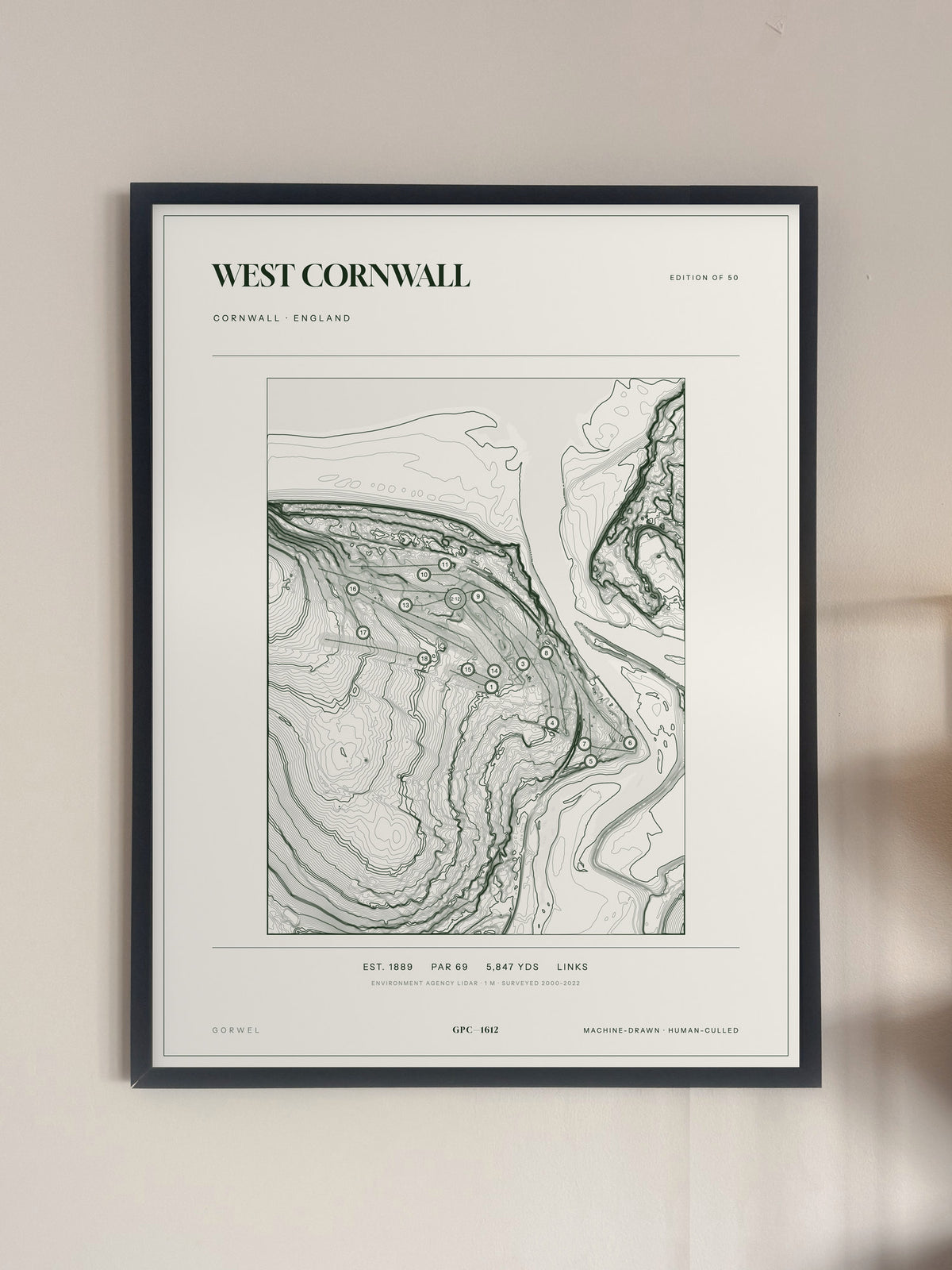 West Cornwall, Cornwall print, framed, on a wall