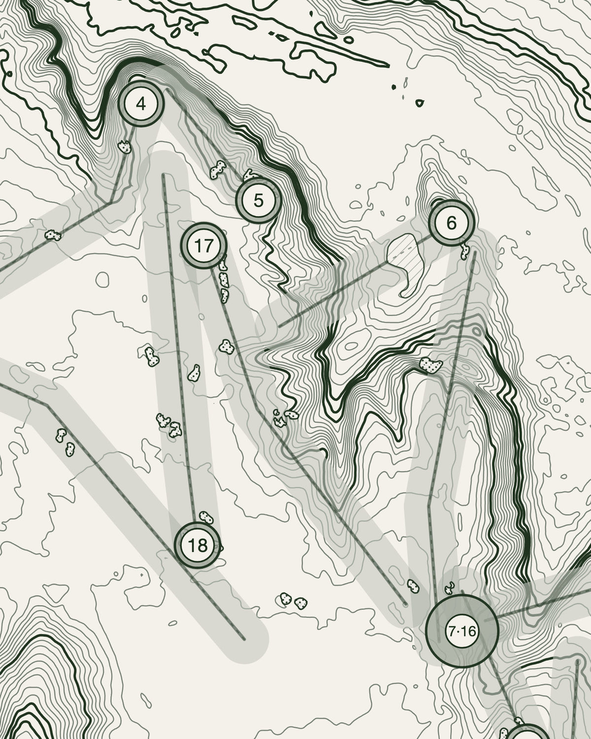 West Sussex Pulborough, Sussex print, contour detail