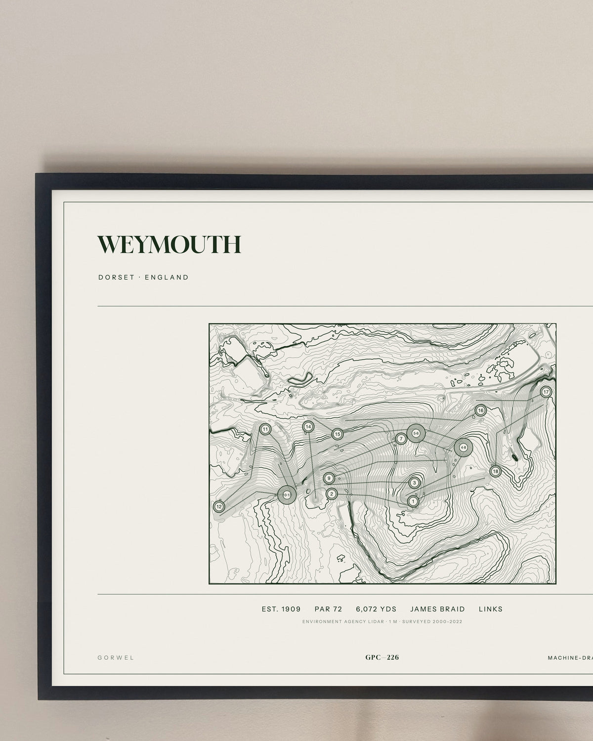 Weymouth, Dorset print, framed, on a wall