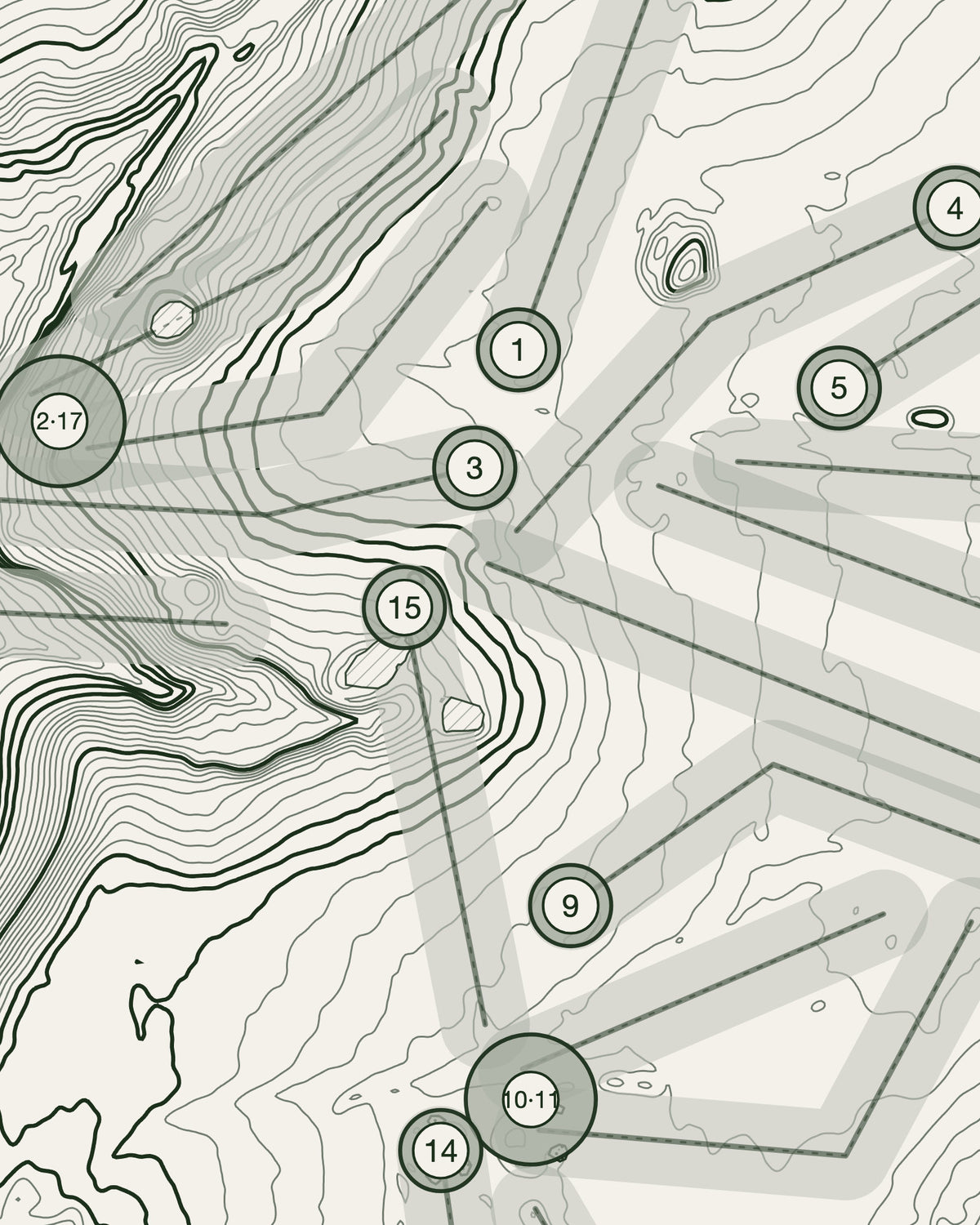 Whitefields, Warwickshire print, contour detail