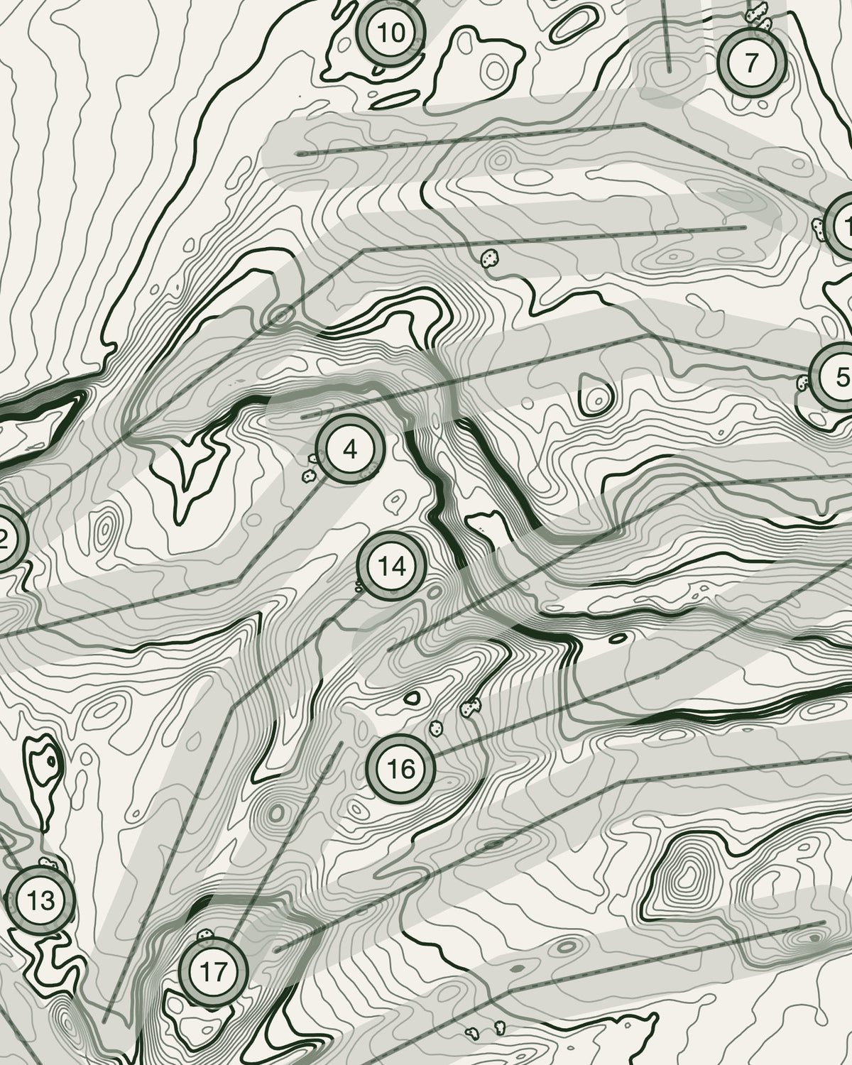 Whitley Bay, Northumberland print, contour detail