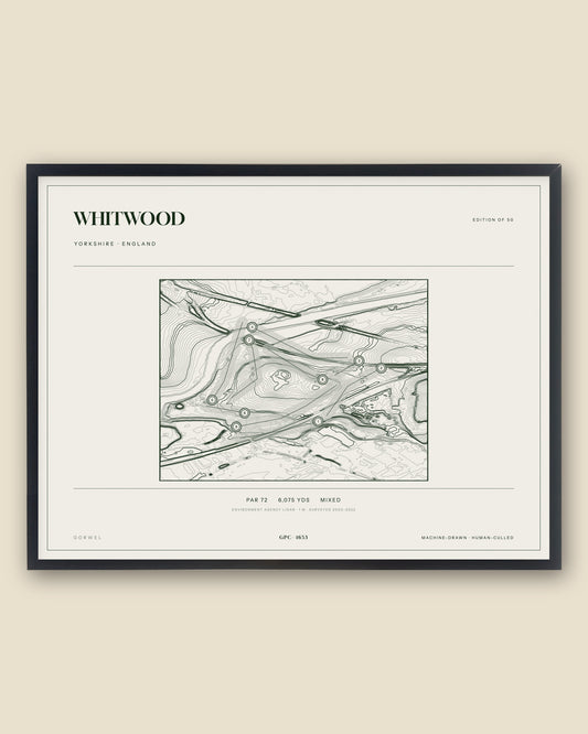 Whitwood, Yorkshire topographic golf course print, framed — Gorwel Print Co