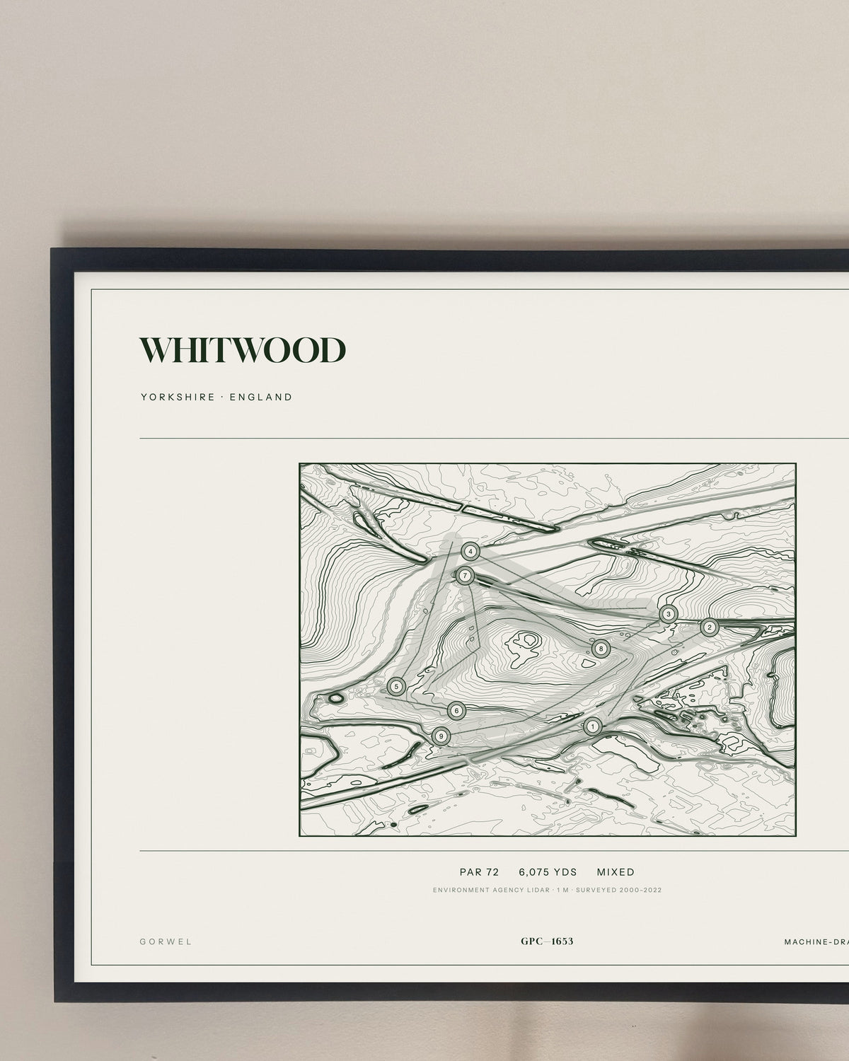 Whitwood, Yorkshire print, framed, on a wall