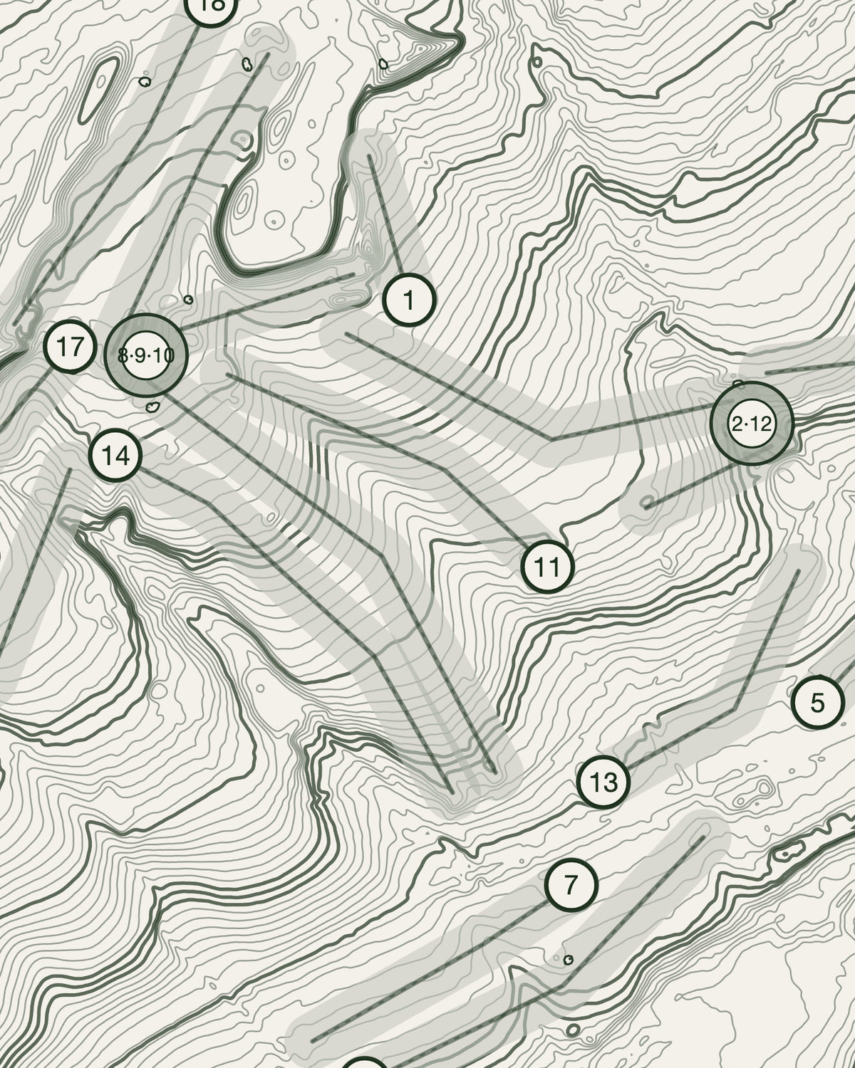 Wickham Park, Hampshire print, contour detail