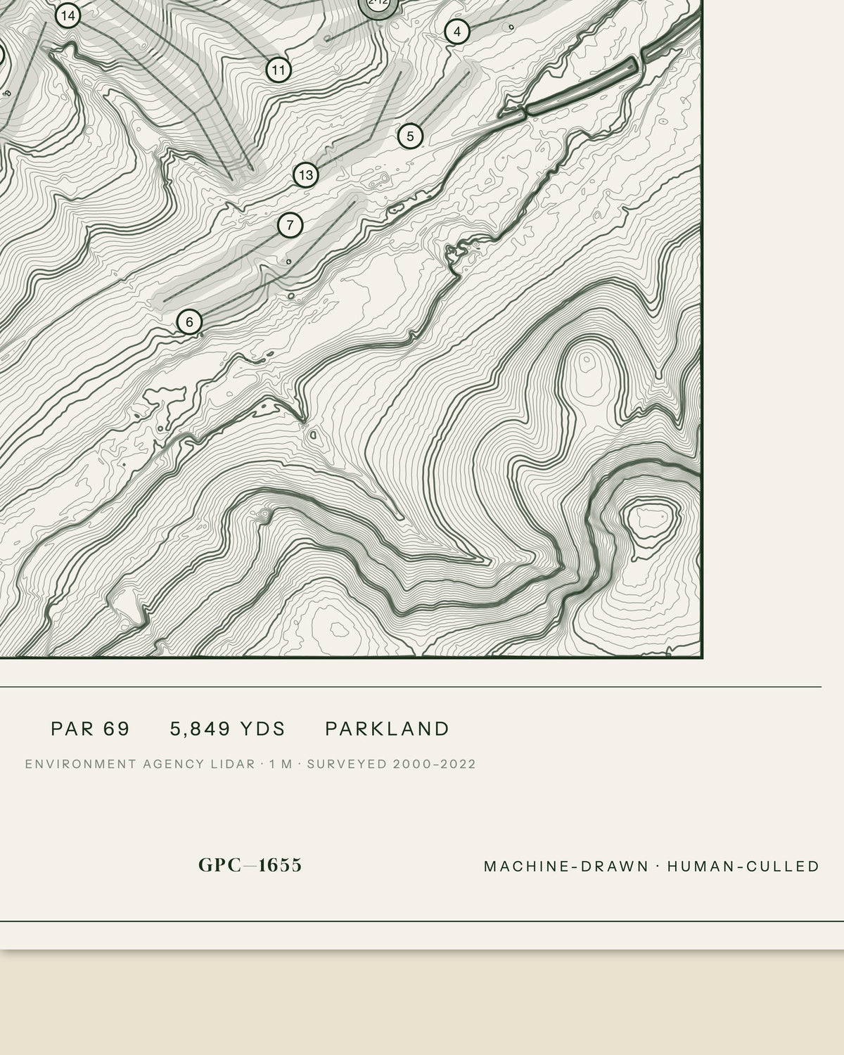 Wickham Park, Hampshire print, data strip and edition mark