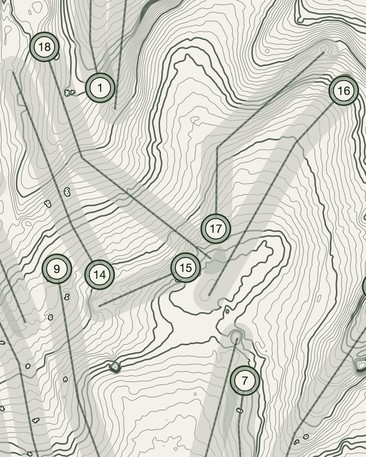 Wildernesse Club, Kent print, contour detail