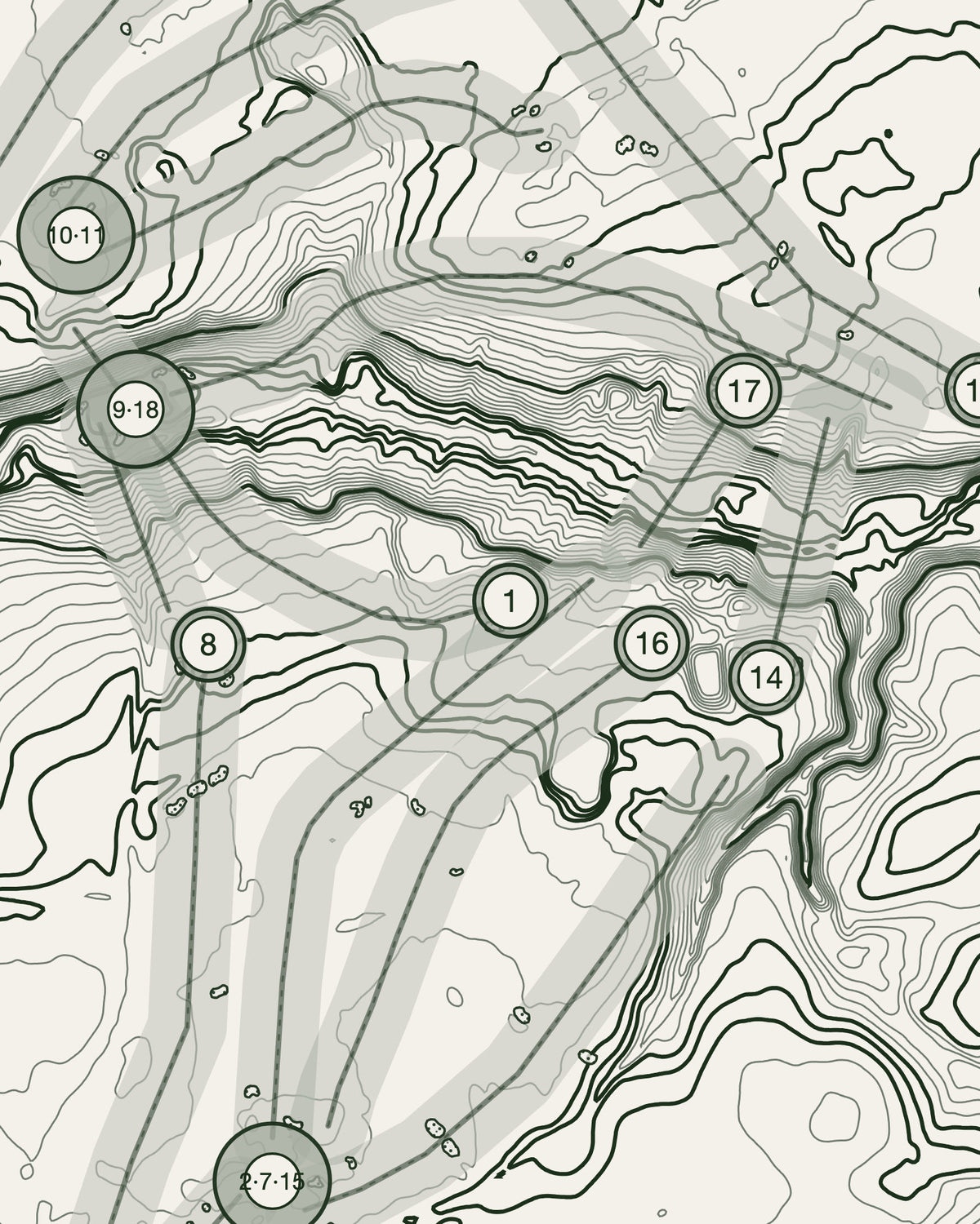 Wilmslow, Cheshire print, contour detail