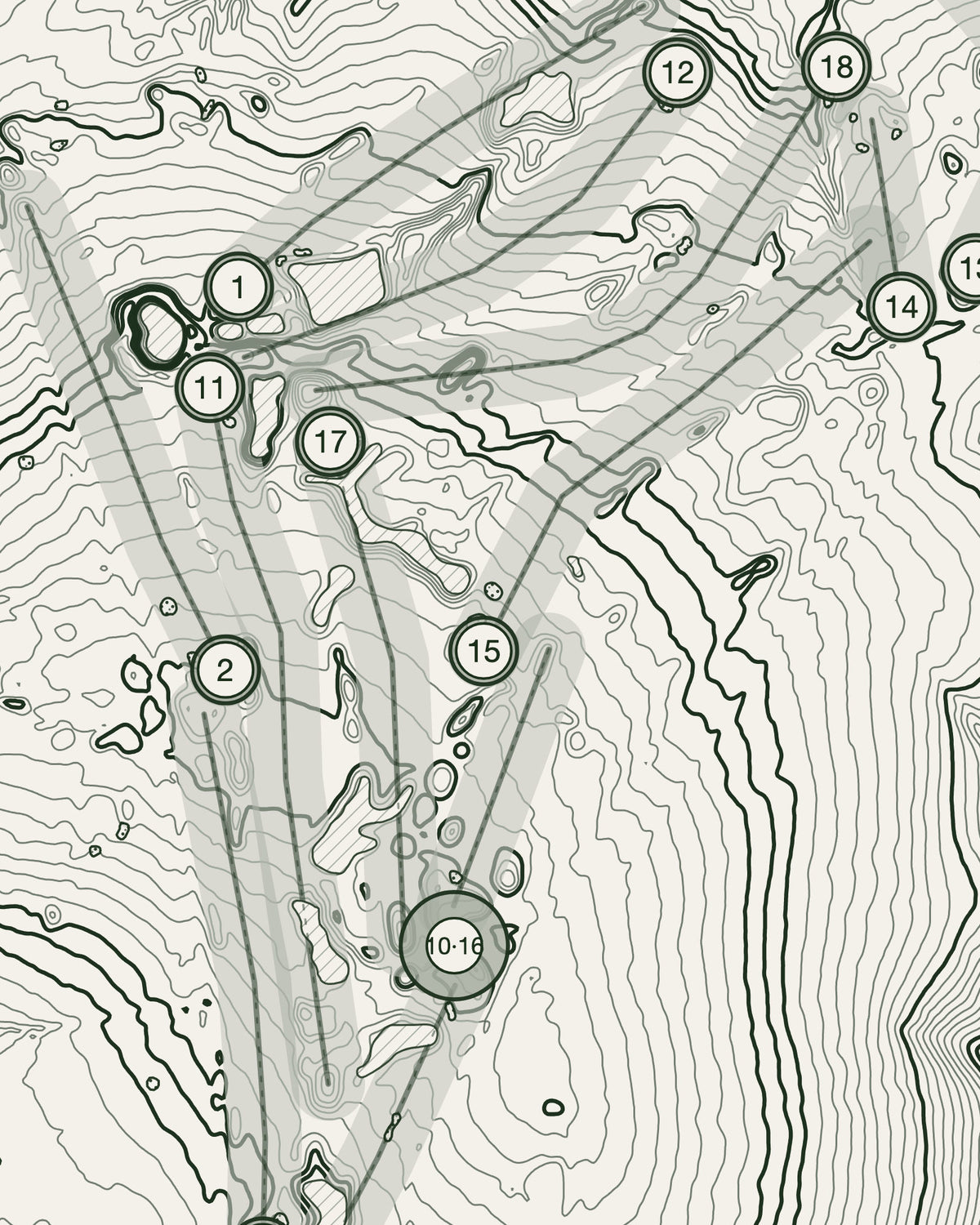 Wiltshire Golf and Country Club, Wiltshire print, contour detail