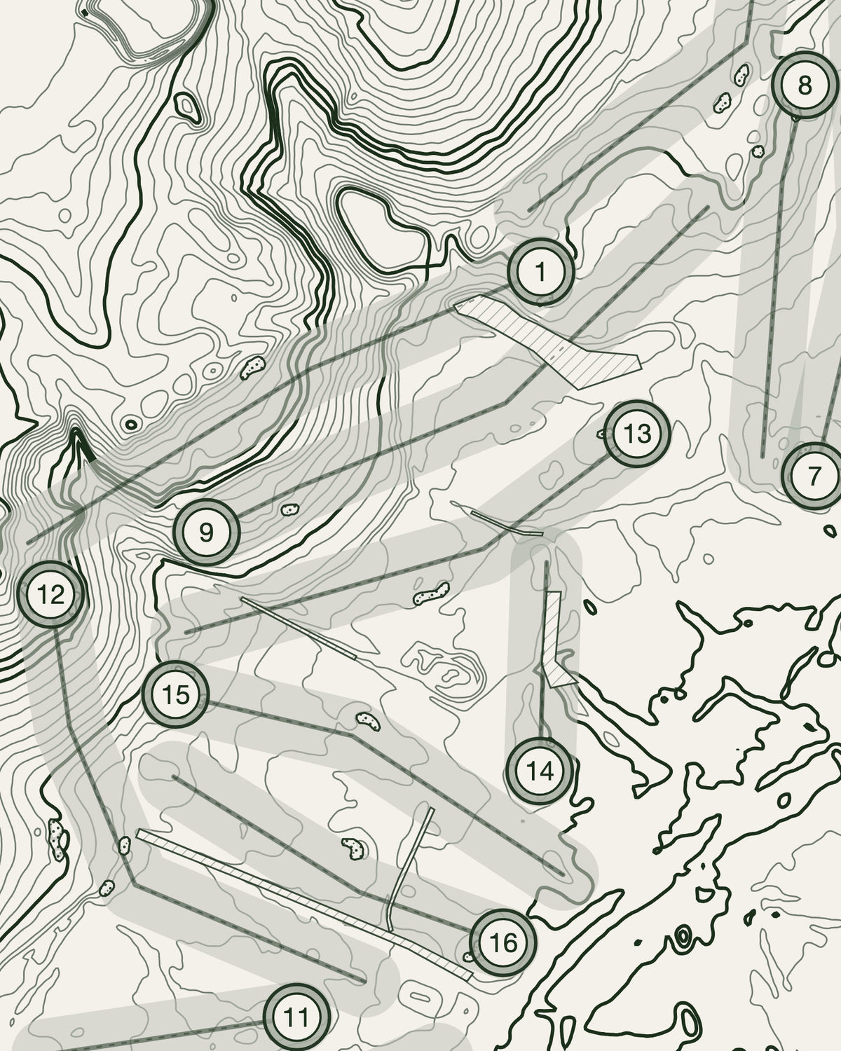 Windlesham, Surrey print, contour detail