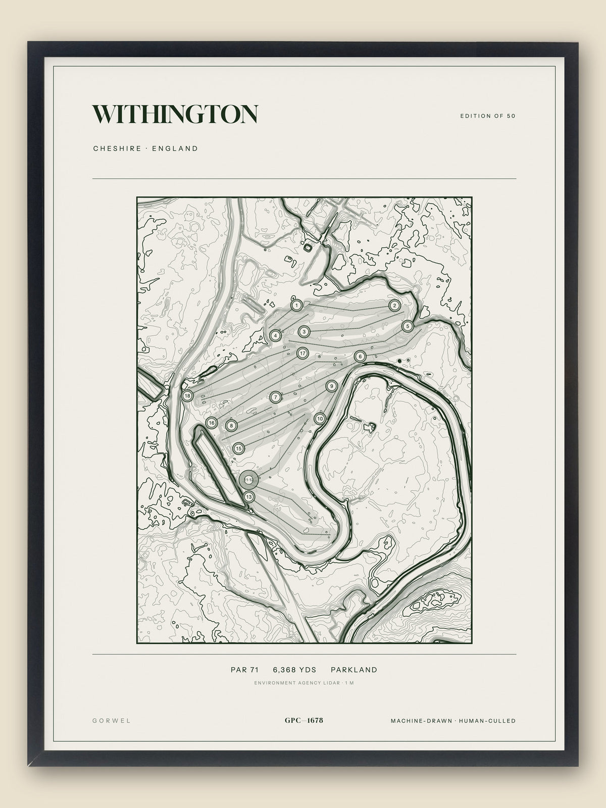 Withington topographic golf course print — catalogue plate — Gorwel Print Co