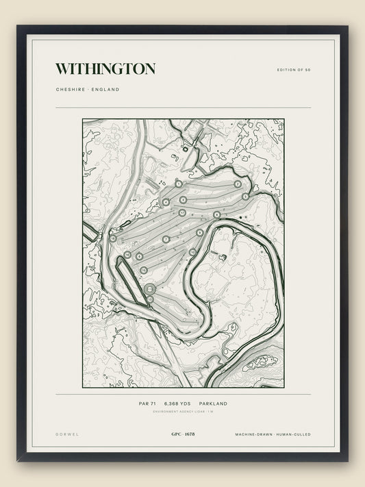 Withington topographic golf course print — catalogue plate — Gorwel Print Co